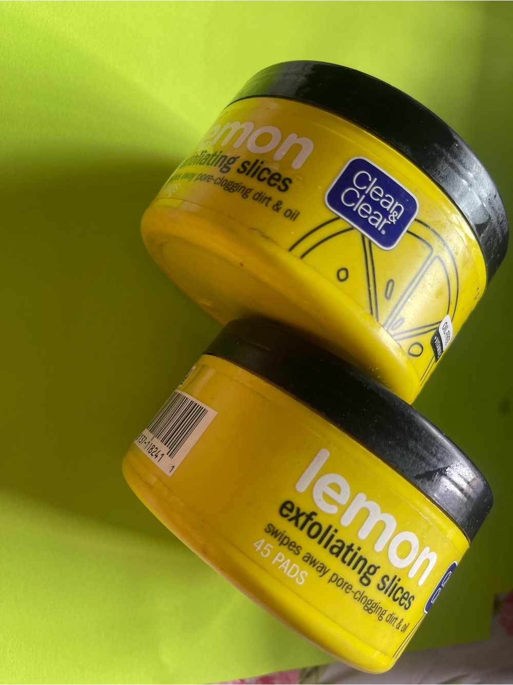 2x Clean & Clear Lemon Exfoliating Slices Face Facial Exfoliator 45 Pads